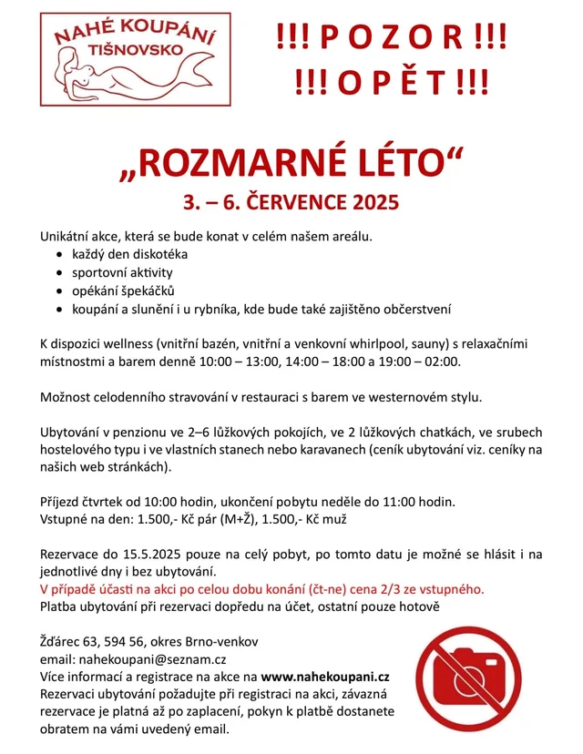 Rozmarné léto - ukončení, odjezd do 11:00 hodin